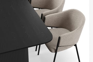 Kopparbo Matbord 200-260 cm Förlängningsbart med 6 Filip Matstolar - Svart / Taupe Bouclé - Products - Möbler - Bord & matgrupp - Matgrupp