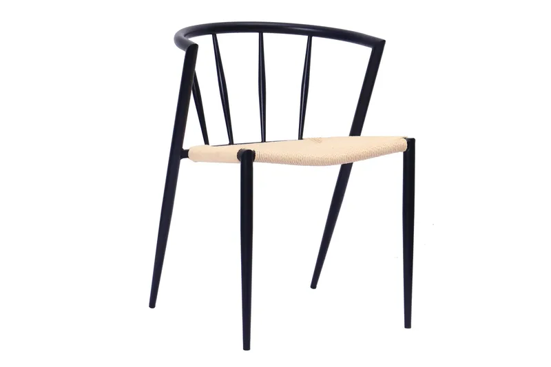 Kopparbo Matbord 200-260 cm Förlängningsbart med illäggsskiv med 8 Winston Matstolar - Vit / Beige / Metallben Svart - Products - Möbler - Bord & matgrupp - Matgrupp