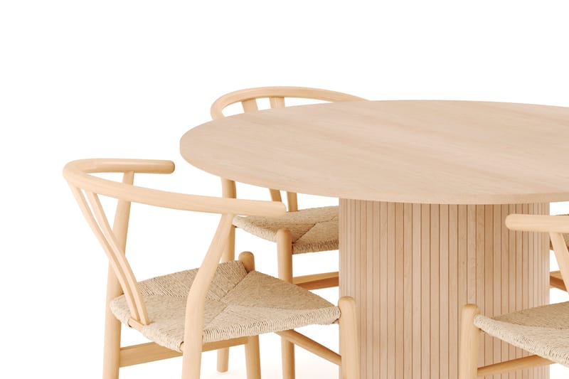 Kopparbo Matgrupp 130 cm Rund med 4 Dastoori Matstolar - Beige - Products - Möbler - Bord & matgrupp - Matgrupp