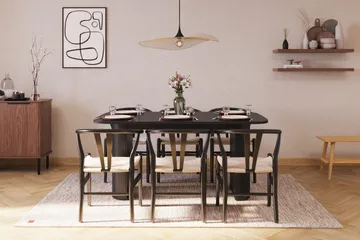 Kopparbo Matgrupp 160 cm med 6 Dastoori Matstolar - Svart - Products - Möbler - Bord & matgrupp - Matgrupp