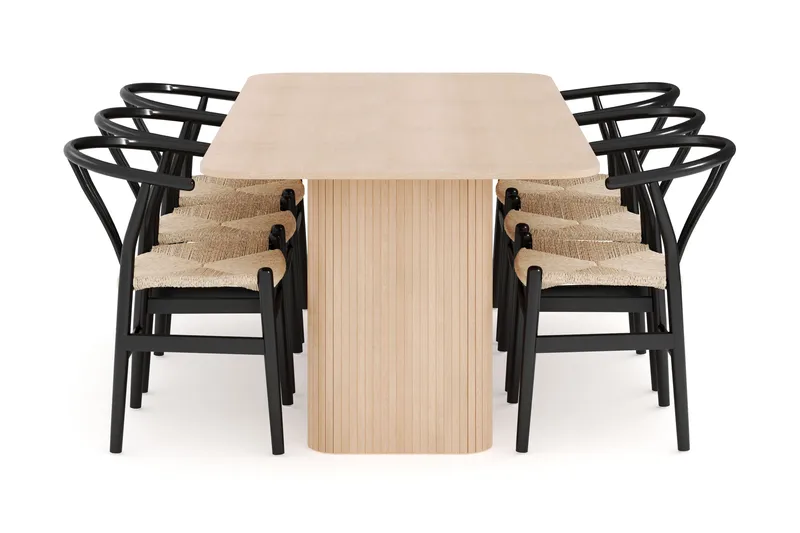 Kopparbo Matgrupp 200-260 cm Förlängningsbart med 6 Dastoori Matstolar - Whitewash - Products - Möbler - Bord & matgrupp - Matgrupp