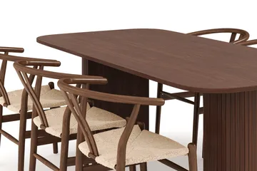 Kopparbo Matgrupp 200 cm med 6 Dastoori Matstol - Brun / Beige / Trä / Ribbad - Products - Möbler - Bord & matgrupp - Matgrupp