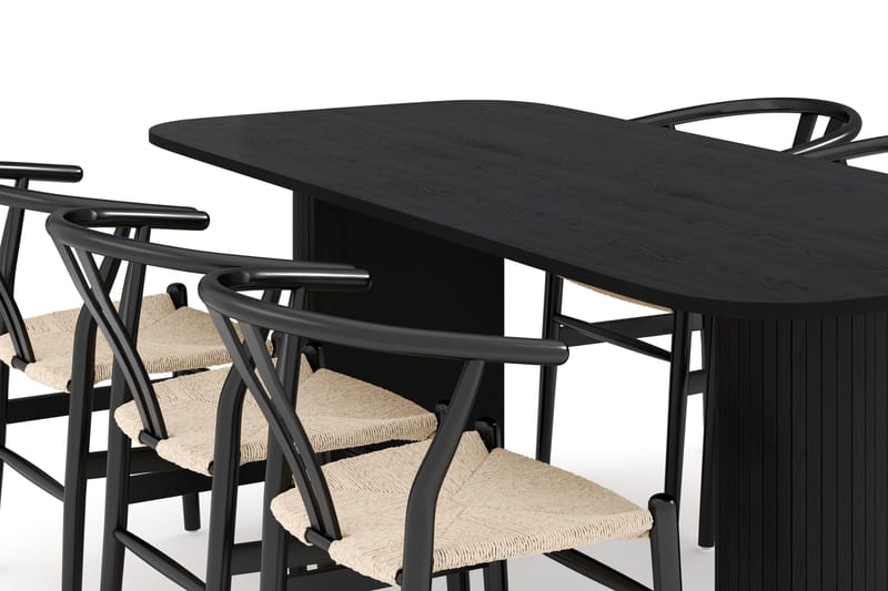 Kopparbo Matgrupp 200 cm med 6 Dastoori Matstolar - Svart - Products - Möbler - Bord & matgrupp - Matgrupp