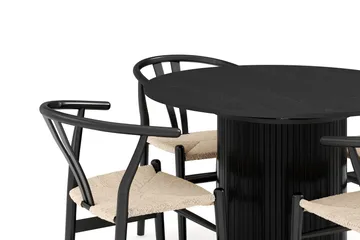 Kopparbo Matgrupp förlängningsbart 106-156 cm Rund med 4 Dastoori Matstol - 2220067-4,2229314-1 - Svart - Products - Möbler - Bord & matgrupp - Matgrupp
