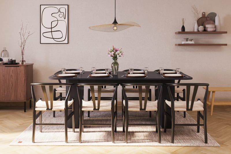 Kopparbo Matgrupp förlängningsbart 200-260 cm med 8 Dastoori Matstol - 2220067-8,2229312-1 - Svart - Products - Möbler - Bord & matgrupp - Matgrupp