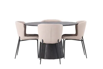 Lanzo Matgrupp 120 cm Rund med 4 Modesto stolar - Beige - Products - Möbler - Bord & matgrupp - Matgrupp