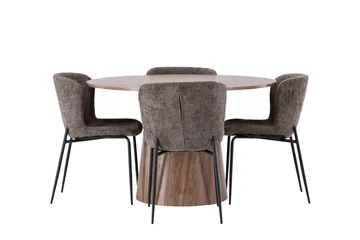 Lanzo Matgrupp 120 cm Rund med 4 Modesto Stolar - Natur - Products - Möbler - Bord & matgrupp - Matgrupp