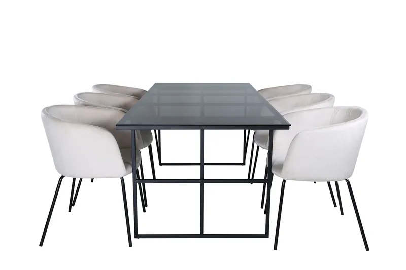 Leif Matgrupp 200 cm Rektangulär med 6 Berit stolar, Beige