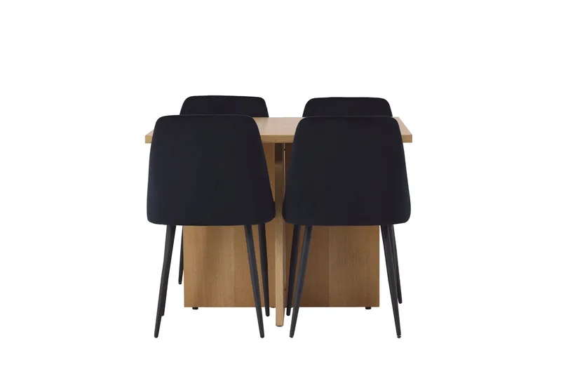 Leo Matgrupp 100 cm Rektangulär med 4 Night stolar, Svart