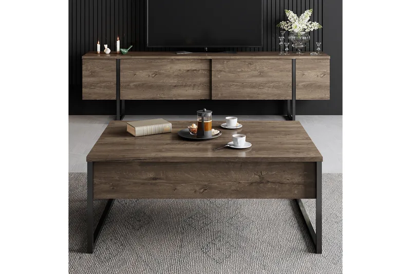 Luxe Soffbord 90x40 cm Brun/Svart - Hanah Home - Products - Möbler - Bord & matgrupp - Soffbord