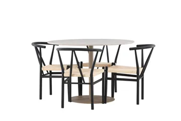 Lycke Matgrupp 110 cm Rund med 4 Alfons stolar - Beige/Svart - Products - Möbler - Bord & matgrupp - Matgrupp