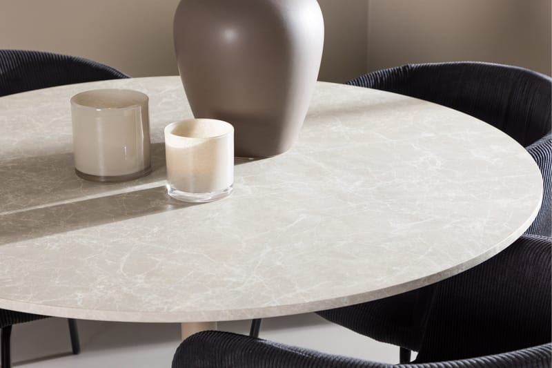 Lycke Matgrupp 110 cm Rund med 4 Berit stolar - Beige/Svart - Products - Möbler - Bord & matgrupp - Matgrupp
