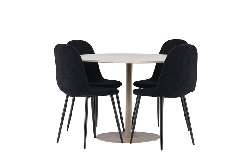 Lycke Matgrupp 110 cm Rund med 4 Polar stolar - Beige/Svart - Products - Möbler - Bord & matgrupp - Matgrupp