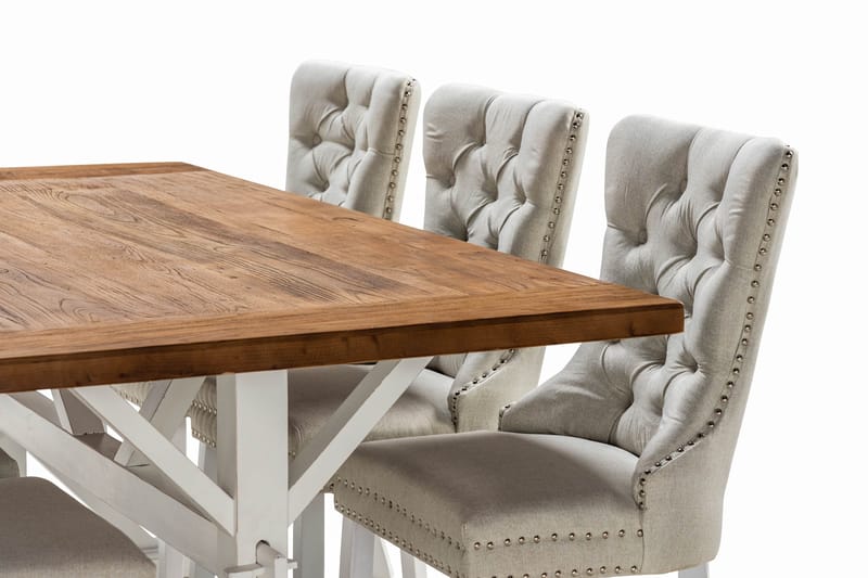 Lyon Förlängningsbar Matgrupp 200 cm inkl 6 Bergviken Stolar - Brun/Vit - Products - Möbler - Bord & matgrupp - Matgrupp