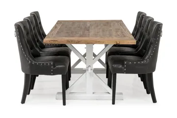 Lyon Förlängningsbar Matgrupp 200 cm med 6 Tuva Fåtölj - Natur/Vit/Svart - Products - Möbler - Bord & matgrupp - Matgrupp