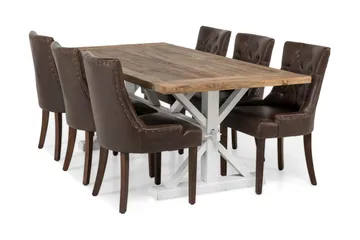 Lyon Förlängningsbar Matgrupp 200 cm med 6 Tuva Stol - Natur/Vit/Brun - Products - Möbler - Bord & matgrupp - Matgrupp