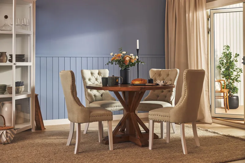 Lyon Matgrupp 120 cm Rund inkl 4 Bergviken Stolar - Brun - Products - Möbler - Bord & matgrupp - Matgrupp