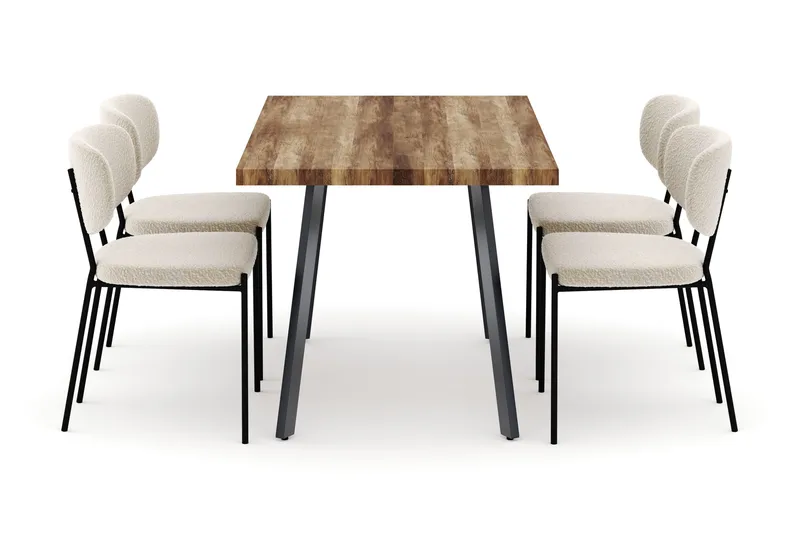 Marcelen Matbord Förlängningsbart med 4 Gemmiano Stolar - Brun - Products - Möbler - Bord & matgrupp - Matgrupp