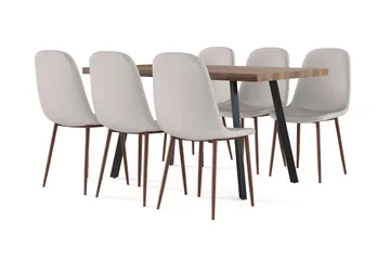 Marcelen Matbord Förlängningsbart med illäggsskiva +  6 st Nibe stol beige med valnöt ben - Brun/Beige - Products - Möbler - Bord & matgrupp - Matgrupp