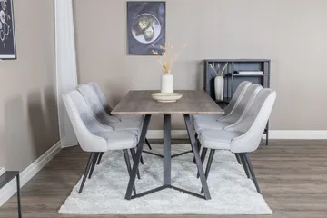 Marina Matgrupp 180 cm Rektangulär med 6 Velvet Deluxe stolar - Svart - Products - Möbler - Bord & matgrupp - Matgrupp