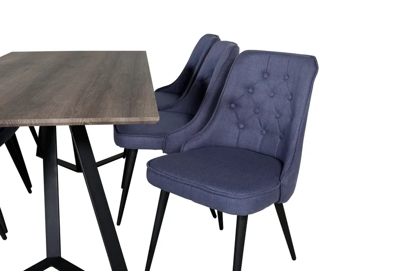 Marina Matgrupp 180 cm Rektangulär med 6 Velvet Deluxe stolar - Svart - Products - Möbler - Bord & matgrupp - Matgrupp