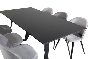 Marina Matgrupp 180 cm Rektangulär med 6 Velvet stolar - Svart - Products - Möbler - Bord & matgrupp - Matgrupp