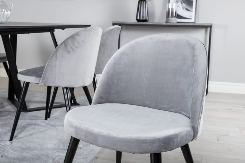 Marina Matgrupp 180 cm Rektangulär med 6 Velvet stolar - Svart - Products - Möbler - Bord & matgrupp - Matgrupp