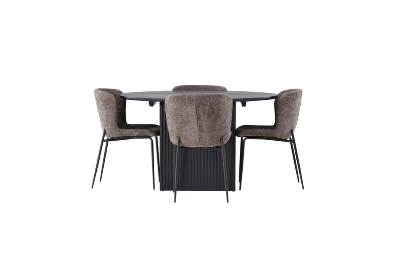 Matilda Matgrupp 130 cm Rund med 4 Modesto Stolar - Svart - Products - Möbler - Bord & matgrupp - Matgrupp