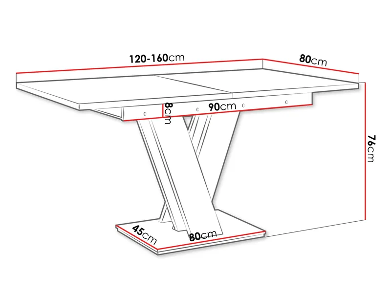Nand Förlängningsbart Matbord 120-160 cm Rektangulär - Vit - Products - Möbler - Bord & matgrupp - Matbord & köksbord