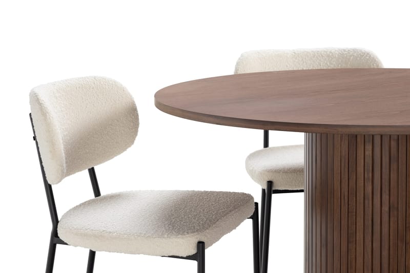 Noira Matbord 120 cm Massiv Valnöt Runt med 4st Gemmiano Mat - Brun - Products - Möbler - Bord & matgrupp - Matgrupp