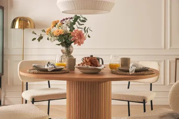 Noira Matbord 120 cm Massiv Valnöt Runt med 4st Gemmiano Mat - Brun - Products - Möbler - Bord & matgrupp - Matgrupp