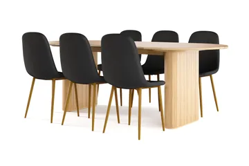 Noira Ovalt Matbord 220 cm EK +  8 st Nibe stol svart med ek ben - Natur/Svart - Products - Möbler - Bord & matgrupp - Matgrupp