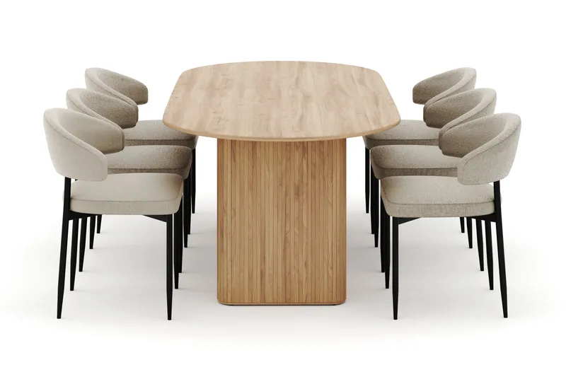 Noira Ovalt Matbord 220 cm med 6 Sawako Stolar - Natur - Products - Möbler - Bord & matgrupp - Matgrupp