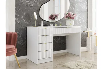 Novaj Sminkbord Med förvaring 55 cm djup 120 cm bred - Vit / Mässing Handtag - Products - Möbler - Bord & matgrupp - Sminkbord & toalettbord