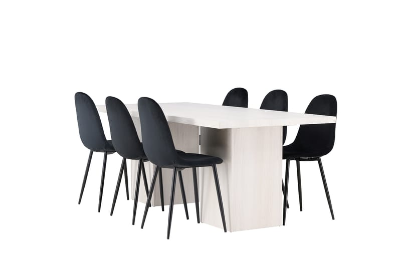 Olga Matgrupp 200 cm Rektangulär med 6 Polar Stolar - Svart - Products - Möbler - Bord & matgrupp - Matgrupp