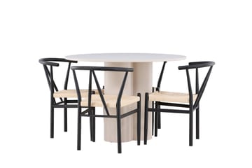 Olivia Matgrupp 110 cm Rund med 4 Alfons stolar - Beige/Svart - Products - Möbler - Bord & matgrupp - Matgrupp