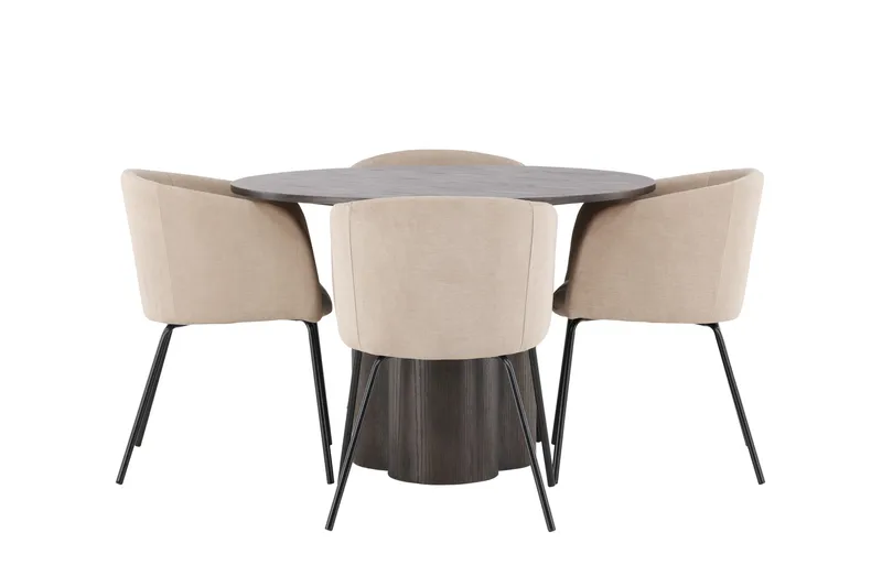 Olivia Matgrupp 110 cm Rund med 4 Berit stolar, Beige