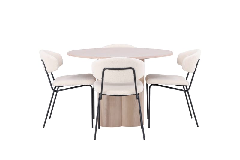 Olivia Matgrupp 110 cm Rund med 4 Chico Stolar - Whitewash - Products - Möbler - Bord & matgrupp - Matgrupp
