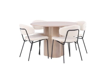 Olivia Matgrupp 110 cm Rund med 4 Chico Stolar - Whitewash - Products - Möbler - Bord & matgrupp - Matgrupp