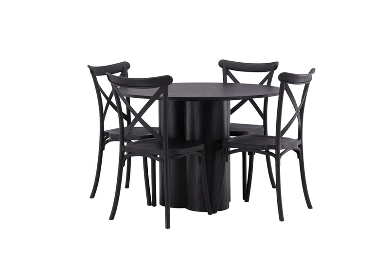 Olivia Matgrupp 110 cm Rund med 4 Crosett Stolar - Svart - Products - Möbler - Bord & matgrupp - Matgrupp