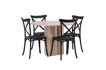 Olivia Matgrupp 110 cm Rund med 4 Crosett stolar - Whitewash - Products - Möbler - Bord & matgrupp - Matgrupp