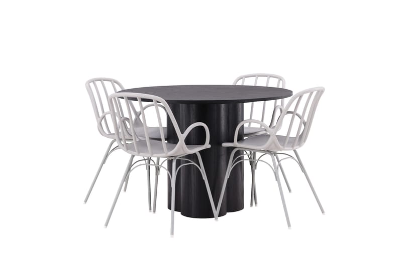 Olivia Matgrupp 110 cm Rund med 4 Dyrön Stolar - Svart - Products - Möbler - Bord & matgrupp - Matgrupp