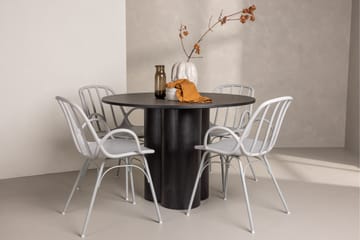 Olivia Matgrupp 110 cm Rund med 4 Dyrön Stolar - Svart - Products - Möbler - Bord & matgrupp - Matgrupp