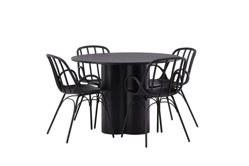 Olivia Matgrupp 110 cm Rund med 4 Dyrön Stolar - Svart - Products - Möbler - Bord & matgrupp - Matgrupp