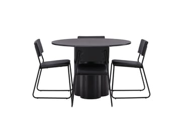 Olivia Matgrupp 110 cm Rund med 4 Kenth Stolar - Svart - Products - Möbler - Bord & matgrupp - Matgrupp