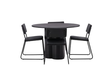 Olivia Matgrupp 110 cm Rund med 4 Kenth Stolar - Svart - Products - Möbler - Bord & matgrupp - Matgrupp