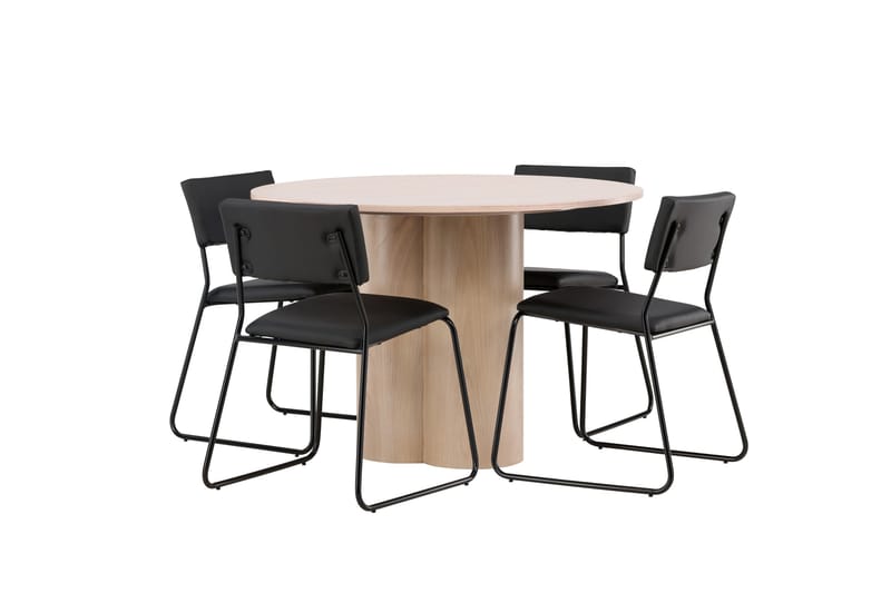 Olivia Matgrupp 110 cm Rund med 4 Kenth Stolar - Svart - Products - Möbler - Bord & matgrupp - Matgrupp