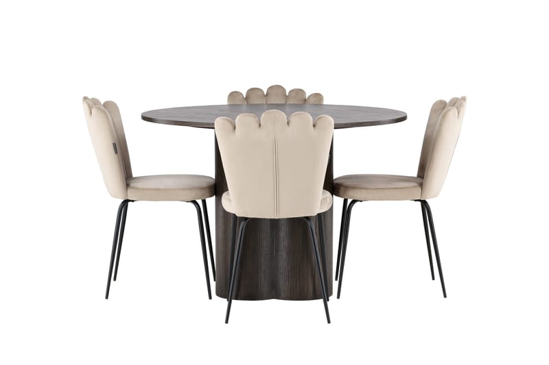 Olivia Matgrupp 110 cm Rund med 4 Limhamn stolar - Beige - Products - Möbler - Bord & matgrupp - Matgrupp