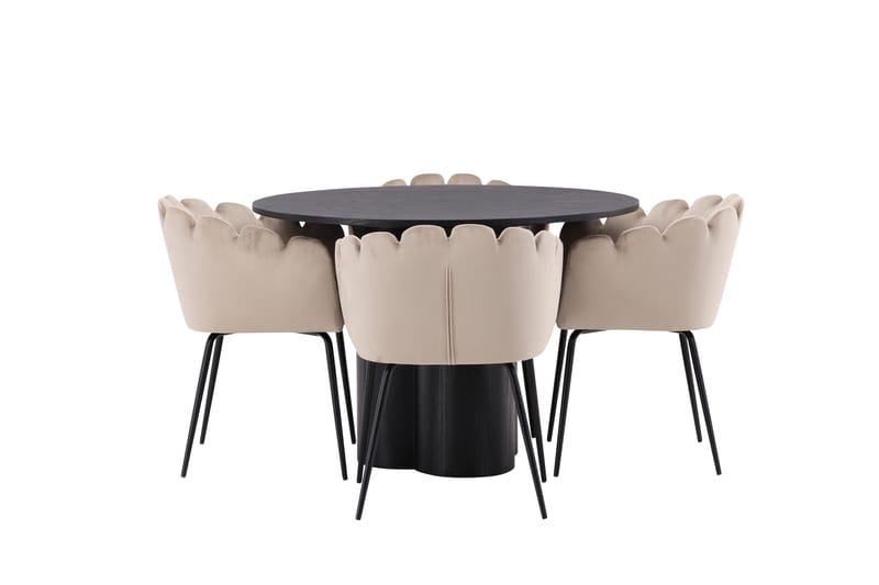 Olivia Matgrupp 110 cm Rund med 4 Limhamn Stolar - Beige - Products - Möbler - Bord & matgrupp - Matgrupp