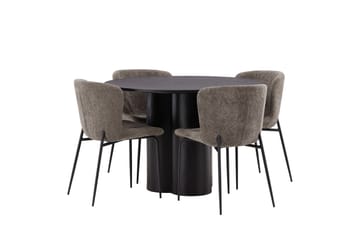 Olivia Matgrupp 110 cm Rund med 4 Modesto Stolar - Beige - Products - Möbler - Bord & matgrupp - Matgrupp